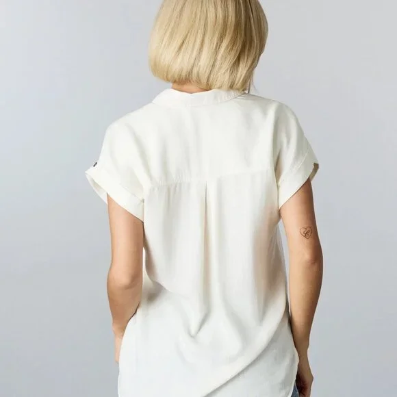 Sandra Button-Up Blouse - Ivory White - Picture 4 of 4